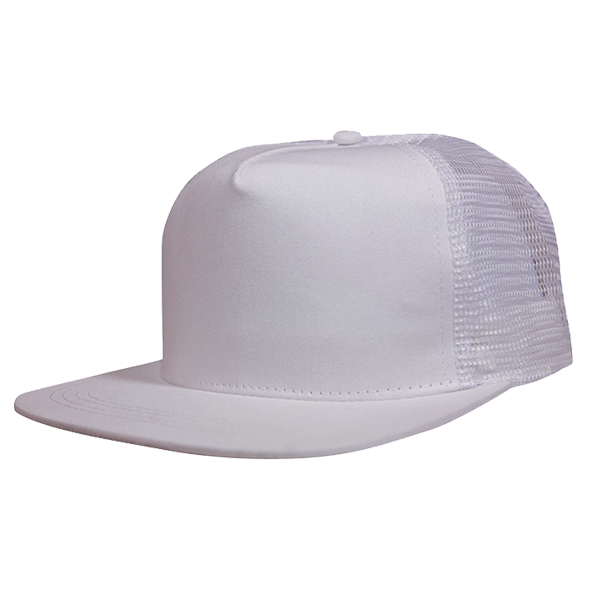 FLAT PEAK MESH BACK CAP (2B01 WHITE) – Top Caps